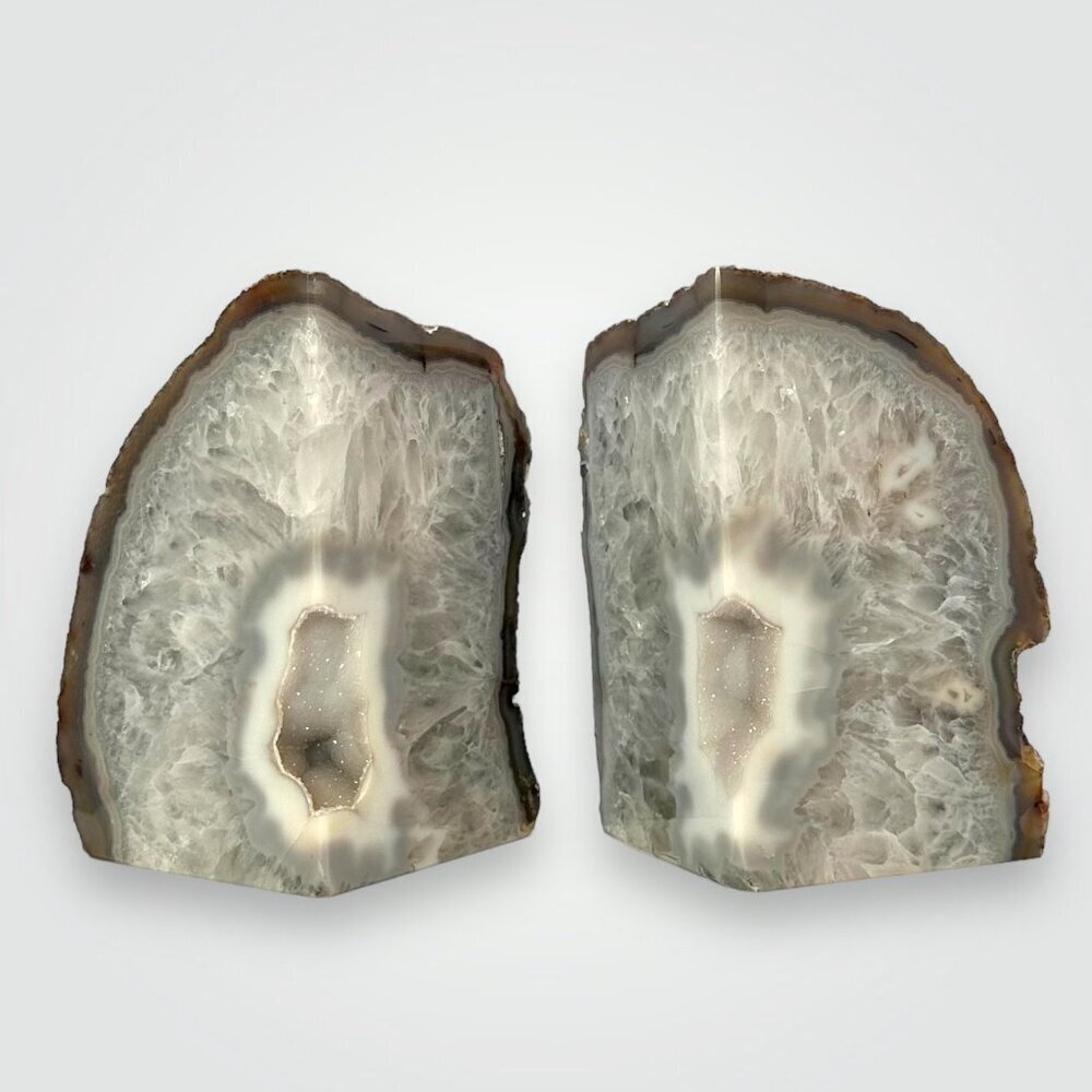 Agate Crystal bookends with Geode Center, Natural stone, Bookshelf Decor, Unique - Picture 12 of 16